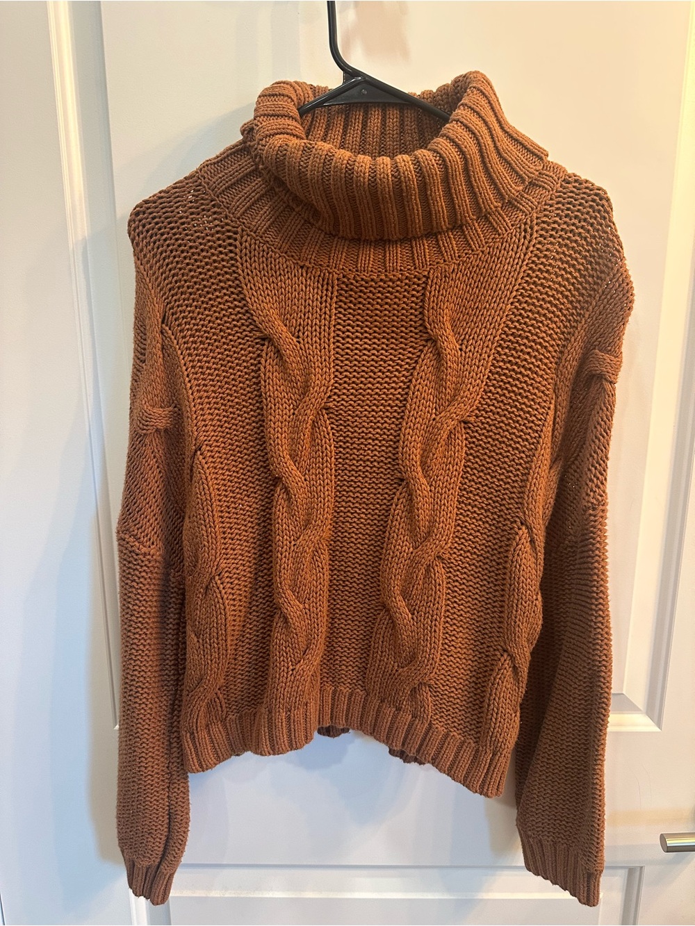 Amazon Chunky Cable Turtleneck Sweater - Rust